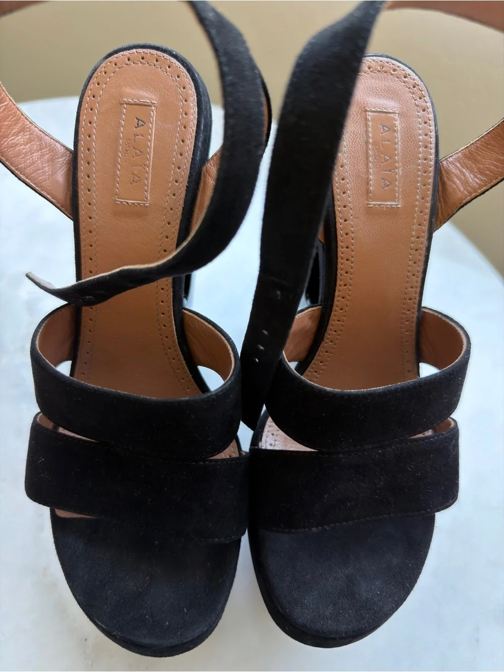 ALAIA Black Platform Cutout Sandals